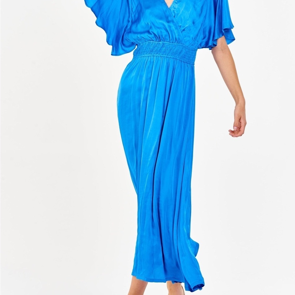 Dear John Sapphire Capri Blue Maxi Satin Dress - Picture 5 of 8